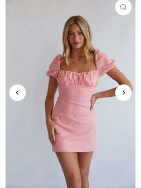 American Threads Emma Open Back Puff Sleeve Mini Dress Sz M